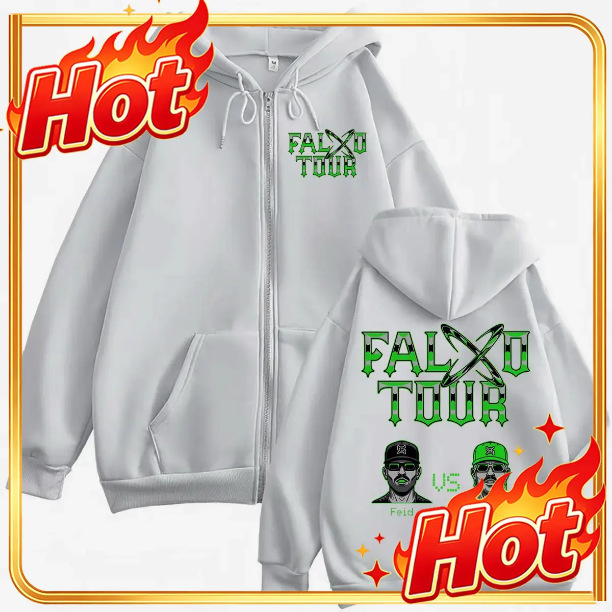 Mens Fashion Zip Up Hoodies - Felpa con cappuccio e cerniera Feid